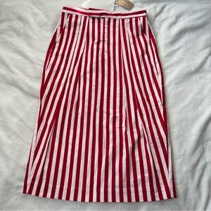 Rachel Comey Danziger Skirt Playa Stripe Red White Pleated Midi Cotton SZ 6 NWT